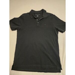 Mens American Eagle Black Tennis Tail Pique Polo Shirt Size Medium 100% Cotton